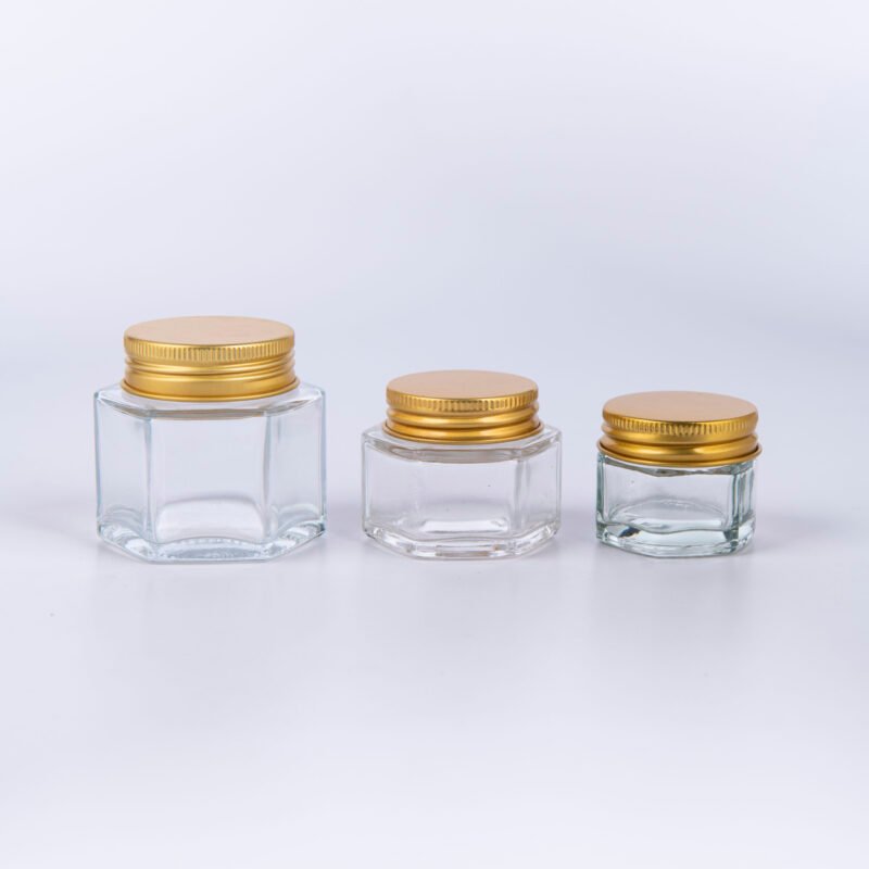 hexagonal crystal glass jar For Herbal Ointment