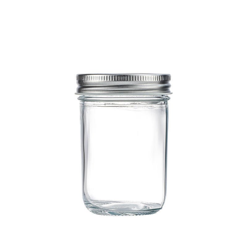 16oz Whole Wide Mouth Kitchen Glass Jar with Silver Screw Cap Lid for Jelly Storage