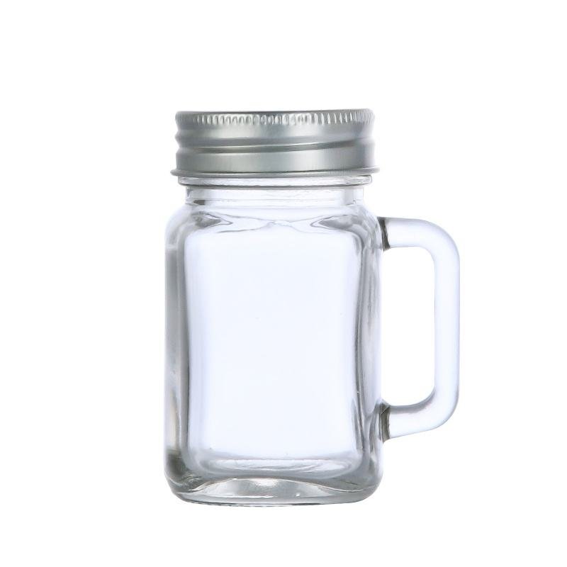 40ml Mini Glass Mason Jar with Screw Cap and Empty  Jar with Handle for Beverage