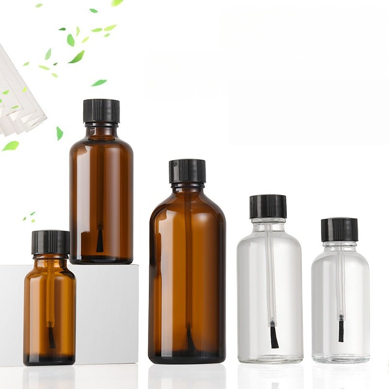 Glass Crystal Nail Polish Bottle with Screw Cap Brush Applicator 5ml-100ml