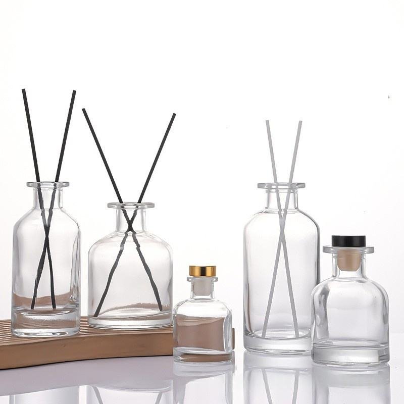 Luxury Clear Glass for Reed Diffuser Bottles Cylinder Shape