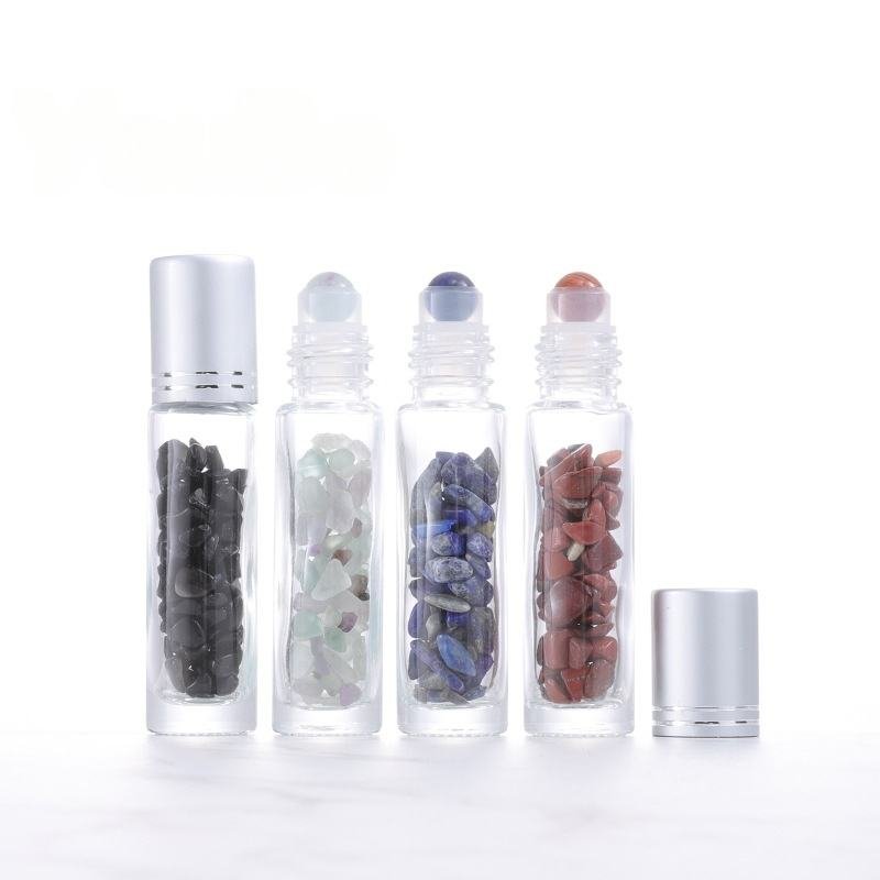 atural Gemstone Crystal Stone 10ml natural gemstone glass roller bottle Cylinder Shape
