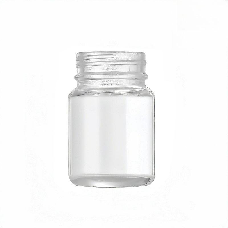 Wide Mouth Transparent Cylinder Glass Bottle 30ml-200 Wide Mouth Transparent Cylinder Glass Bottle 30ml-200ml Screw Cap Screen Printed for Pill Carton Packed