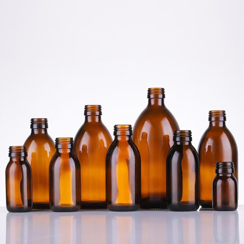 Amber Glass Bottle Syrup Bottle ROPP 28